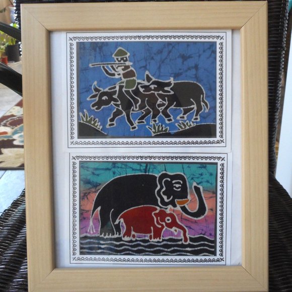 Unique Handmade Wax Painting on Fabric, wax painting picture, home decro picture - Picture 5 of 6